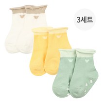 아가방 중계점 론 미르 단말 3세트 (MULTI) *24년 봄신상* 귀욤뽀짝한 배색 디자인 실용적인 발목 양말 3종 세트 0~36개월
