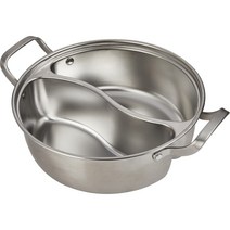 프리미엄 스테인레스 반반냄비(하나의 냄비로 두가지 요리를 한번에_캠핑용 가정용)28cm, 규격28cm