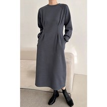 러블리감성 서은 허리 핀턱 롱 원피스