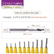 Startnow 5 개/몫 아크릴 밀링 커터 한 플루트 나선형 비트 MDF PVC 조각 CNC 라우터 나무 절단 도구 엔드 밀, 15 3.175x2.5x6x38, 01 5 PCS