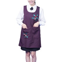 웰컴가운 AE92 큰주머니 원피스형 앞치마 이화꽃송이 요양 복지, AE92 브라운L
