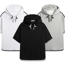 탑보이 남녀공용 배색랍빠 여름 후드반팔 오버핏 5부티 (SCC4191PT)