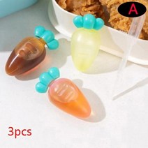 사각 양념통 세트 대용량 조미료 미니 귀여운 패턴 소스 상자 스퀴즈 병 만화 토마토 꿀 용기 도시락 액세서리, 3pc