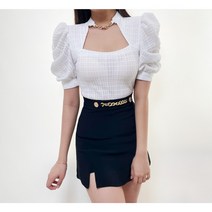 그레이스 모어BL 퍼프 소매볼륨 스퀘어넥 반팔 블라우스