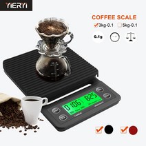 방수 저울 타이머가있는 드립 커피 휴대용 전자 디지털 주방 고정밀 전자, 블랙 5kg 0.1g