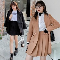 캐주얼 여성 주름 치마 정장세트 뚱녀 핫템 통통녀 코디 빅사이즈 트렌치코트 출근룩 봄 가을