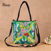 저렴한에스닉 자수 패턴 패션 핸드백 여성용 캔버스 숄더 크로스바디백 레트로 브랜드 가방