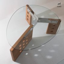 Y Tea Table 강화유리 커피테이블, 조립, 브라운