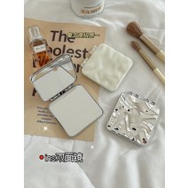 남이보는내얼굴거울 무반전거울 거울 여성 휴대용 접이식 양면 학생 미니 메이크업 화장, [02] 밝은 유백색