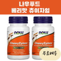 이롭가게 [2개 세트] Nowfoods 나우(NOW) 채식주의 베리맛 츄이자임 90정 프로테아제 락타아제 디아스타아제 글루코아밀라아제 인버테이스 리파아제 디아스테이스 함유, 2개, 90개