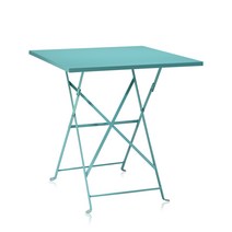 스마트퍼니처 정원 펜션 테라스 카페 호프 휴게실 E코팅 녹방지 코팅 스틸 프레임 폴딩 사각테이블 야외테이블, 라이트블루