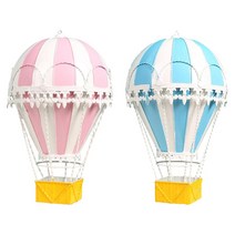홈 욕실에 대 한 2pcs 레트로 스타일 뜨거운 공기 풍선 장식 장식 배경 펜 던 트, 라이트 블루와 핑크, 철