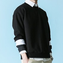 블루포스 코리아 국내생산 남녀공용 BG유스널 오버핏 맨투맨(JJMTU5) 배색 긴팔티셔츠 커플룩 단체복
