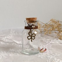 빈티지 작은 유리병 모래 60ml 표류 미니 편지지 세트, 네 잎 클로버
