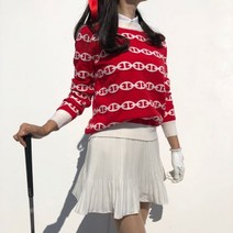 [기타] 로로얼로이 여성 골프 수입 고급 레드체인 가을 겨울 니트 필드 웨어 라운딩룩