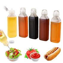 ANNICEE 조미료 스퀴즈 보틀 283.5g(10온스) 5팩 플립 탑 캡 포함 오일 케첩 물 액체용 저울이 있는 소스 병 라벨 8개와 펜 1개가 있는 5개 세트 (28, 10-oz-Bottles-5