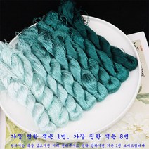 SKANDSALO 자수실 실크 꽃감은 diy수공예제작 재료 부품 전통자수 수선 자수 그러데이션색 견사, T12-청옥1대개