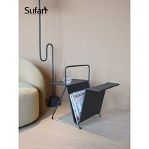 잡지 꽂이 사이드 테이블 책 수납 선반 티테이블 모던, 검은색