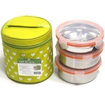 스텐락 하트원형스텐3단도시락(중) 찬합 도시락 주방용품 야외용품 밀폐 - (밀폐용기/보관/건강/생활추천)