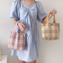미니 체크 무늬 백 가방