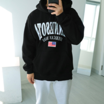 맨즈북 USA 미니 성조기 남자 겨울 기모 후드티 오버핏 남녀공용 커플 시밀러룩