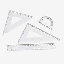 socean 각도기 직자 삼각자 세트 4P 플라스틱 방안자 문구용자 세트 업무 사무용 일자 학용품 오피스 문구 플라스
