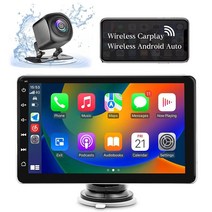 2023 휴대용 카플레이 10.26인치 IPS 터치스크린 무선 및 안드로이드 자동 FM 송신기 자동차 라디오 수신기 블루투스 포함 4K 전면 1080P 대시 캠 백미러 카, Q7S