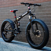 광폭타이어자전거 MTB 산악자전거 20 24 인치 스노우 바이크 폭4.0 타이어 남녀 학생 접이식 자전거, 21-24단, 20-24-26인치, 블랙