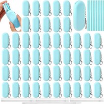 Rtteri 재사용 가능한 빨대 50세트 접이식 실리콘 빨대 여행용 빨대 접이식 휴대용 빨대 케이스 포함 긴 청소 브러시 및 키체인 포함 홈 파티 여행 피크닉 차가운 뜨거운 음료용, Blue