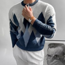 일론 앙고라 아가일 니트