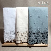 레이스천 패치 면레이스 광폭 385mm 자수 케미칼 레이스천 원단, 백  색