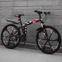 풀샥 MTV자전거 xc MTB 접이식 산악 자전거 이중 충격 흡수 24/26 인치 학생 휴대용 남녀공용 스쿠터, [02] 26 inches, [02] 24, [11] 6 knife red