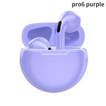 Air Pro 6 TWS 무선 헤드폰 (마이크 포함) 블루투스 이어폰 스포츠 이어버드 프로 6 J6 헤드셋 애플 아이폰 샤오미 화웨이 호환, purple Headphones