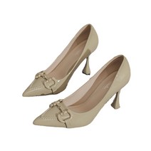 ANKRIC 하이힐 하이힐 여성 스틸레토 뾰족한 복고 단일 전문 신발