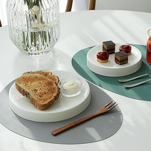 마임 원형 도자기 굽접시 떡 케이크 디저트 플레이트, 화이트