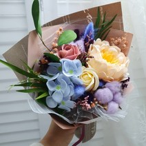 인스피엘 3color 비누꽃 작약 프리저브드 혼합 꽃다발, 피치