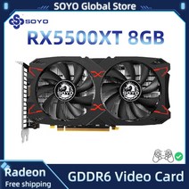 그래픽카드 외장그래픽 SOYO-그래픽 카드 RX5700XT 5500XT 580 6600M 8GB GDDR6 256Bit 7NM 새로운 게임, 02 RX5500XT