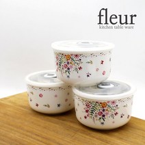 플뢰르 도자기 찬통 소/3p 밀폐용기세트
