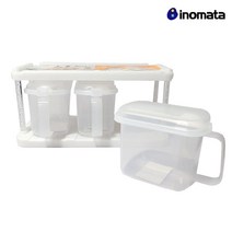 일본 이노마타/퓨어포트 양념보관 케이스 3P세트(+스푼)/양념통/조미료통, 1190 화이트