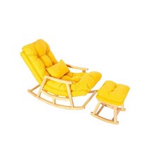 원목 흔들의자 거실 1인용 쇼파 스툴 세트 리클라이너, 흔들의자-베이지