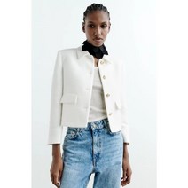 ZARA 자라 크롭 블레이저 트위드 자켓 화이트