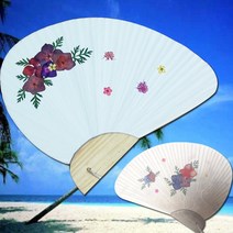꽃누르미 압화부채만들기패키지 조개부채 대 수국꽃 패키지 국산 누름꽃부채만들기 부채체험패키지, 조가비부채 대(접착한지)