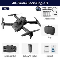 미니 초소형 E100 RC 드론 4K HD 1080P 듀얼 카메라 원 키 이륙 및 리턴 2.4G FPV 와이파이 스마트 장애물 회피 접이식 쿼드콥터 112443, 듀얼 4K 블랙 백 1B