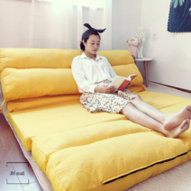 1인용 쇼파 접이식 토퍼 푹신한 거실 침실 베드, 120x220 카키(면마 원단)