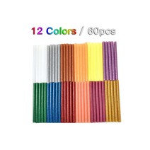 12 색 핫멜트 접착제 스틱 7mm 모듬 반짝이 전기 총 공예 수리용 60 개, 01 100mm