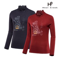 [힐크릭] (여성) 프린트 프릴 포인트 하이넥 티셔츠_1HCTSW9563