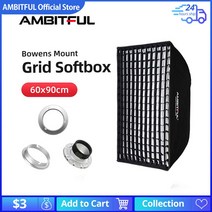 AMBITFUL-24 인치 x 35 60x90cm 허니콤 그리드 소프트박스 보웬스 프로포토 엘린크롬 마운트 포함 스튜디오, 03 for Elinchrom Moun