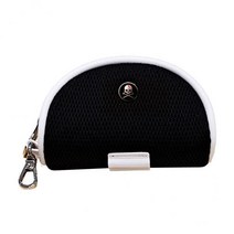 2xPortable 작은 골프 공 가방 지퍼 클로저 액세서리 자루 파우치 블랙, 10x7x5cm, 폴리에스터, 검은 색