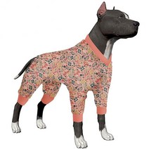 LovinPet 대형견 파자마 반려동물 불안 완화 셔츠 핥기 방지 강아지 수술 회복 의류 강아지 스웨터용 언더셔츠 통기성이 좋고 신축성 있는 원단 반짝이는 블룸 블러쉬, Orange/Orange collar_Large