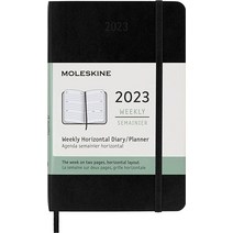 몰스킨 2023 주간 수평 플래너 12M 포켓 블랙 소프트 커버 (8.9 x 14cm(3.5 5.5인치)), Black